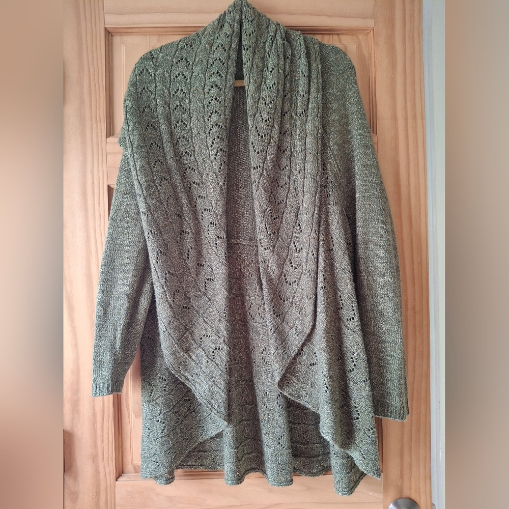 Karen Scott Olive Green Knit Cardigan